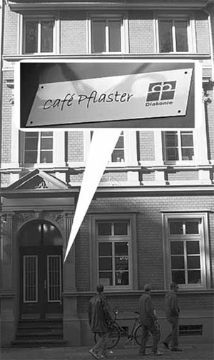 Der Eingang Cafe Pflaster