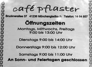 Das Öffnungszeiten Schild